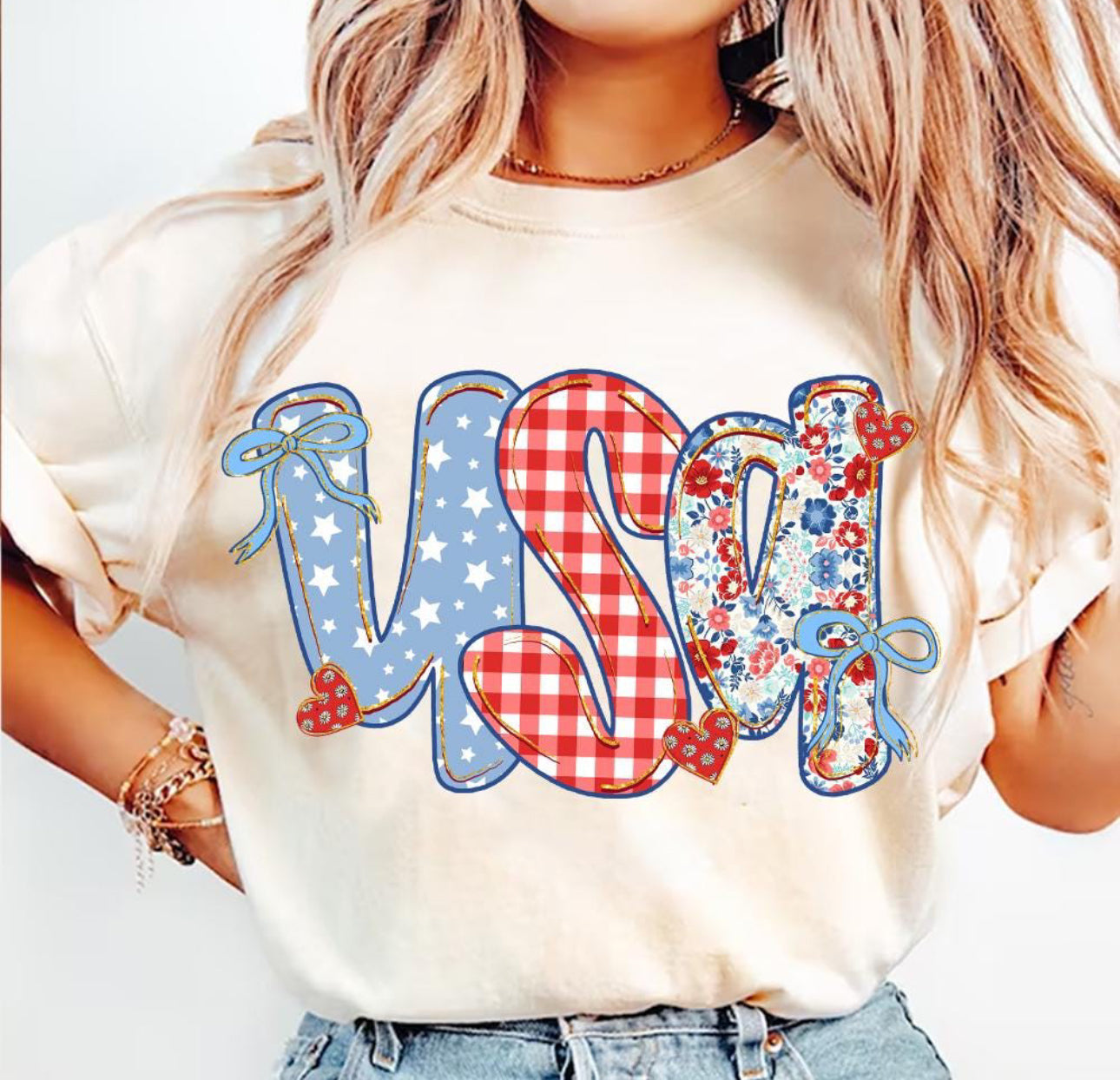 USA cutesy beige tee