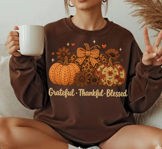 grateful thankful blessed brown T SHIRT
