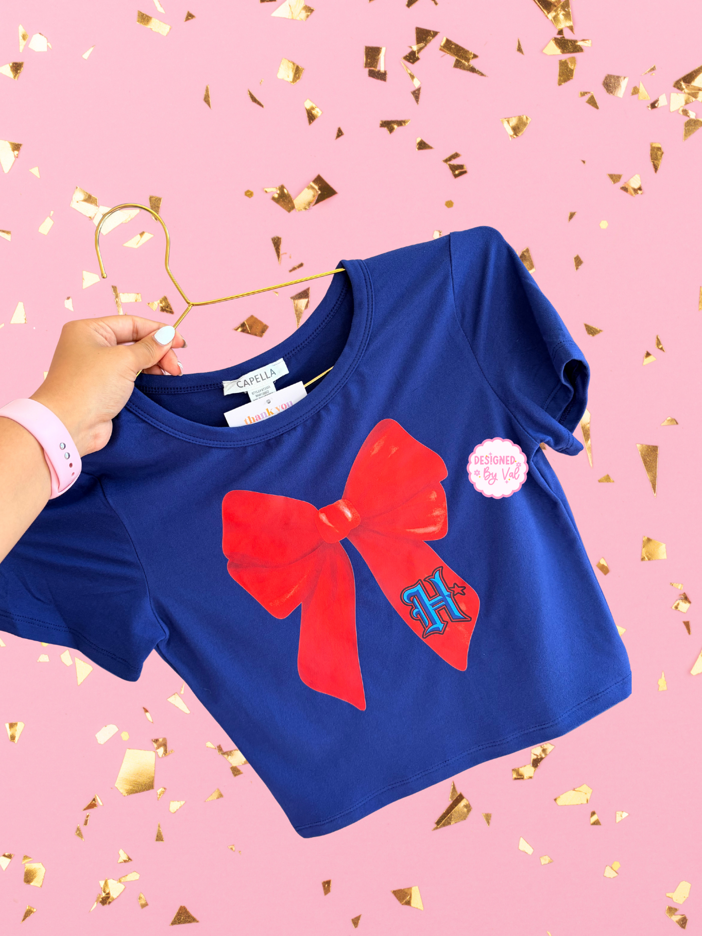 texans bow navy bay tee