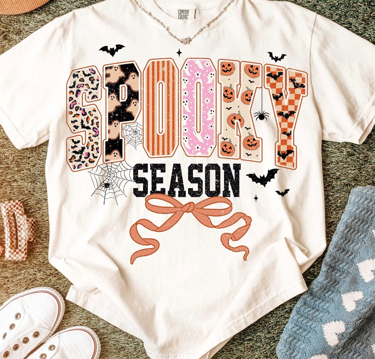 spooky season beige tee