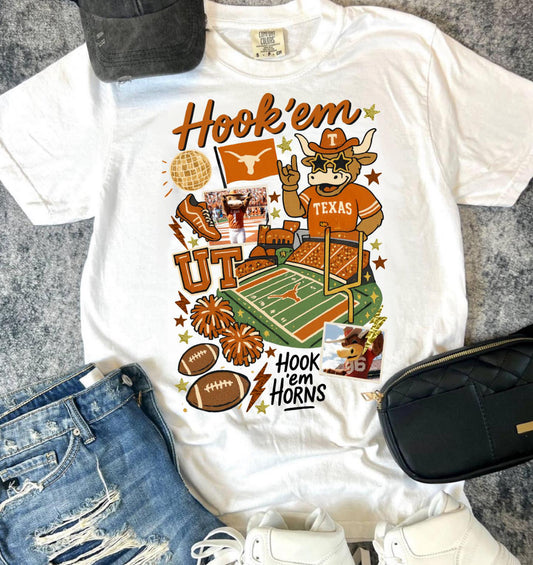 hook ‘em white tee