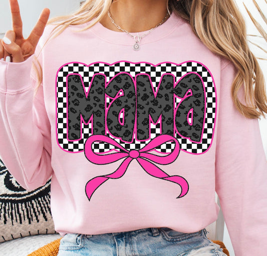 Mama checkered pink tee