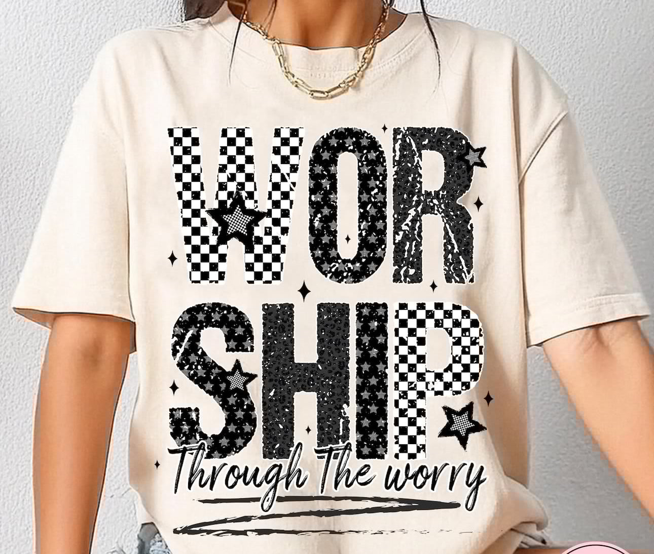 worship beige tee