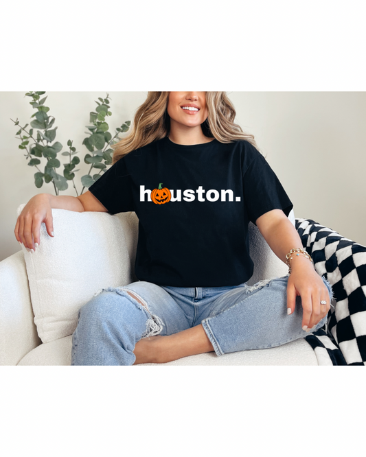 houston x pumpkin black tee