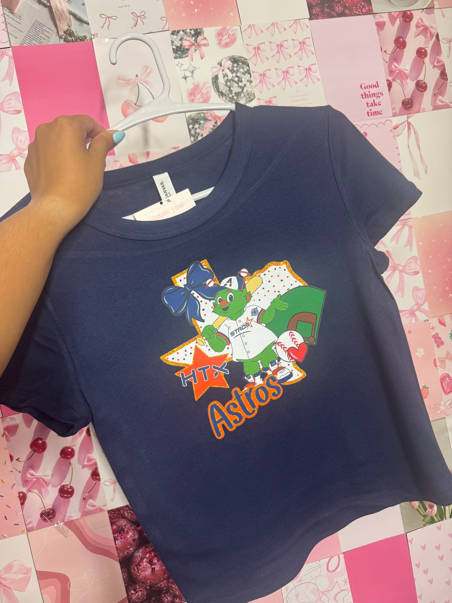 astros orbit navy baby tee