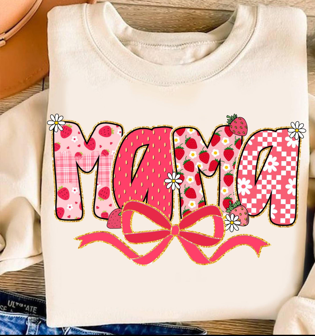 MAMA strawberry beige tee