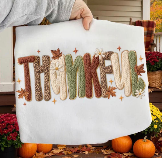 thankful yarn white tee