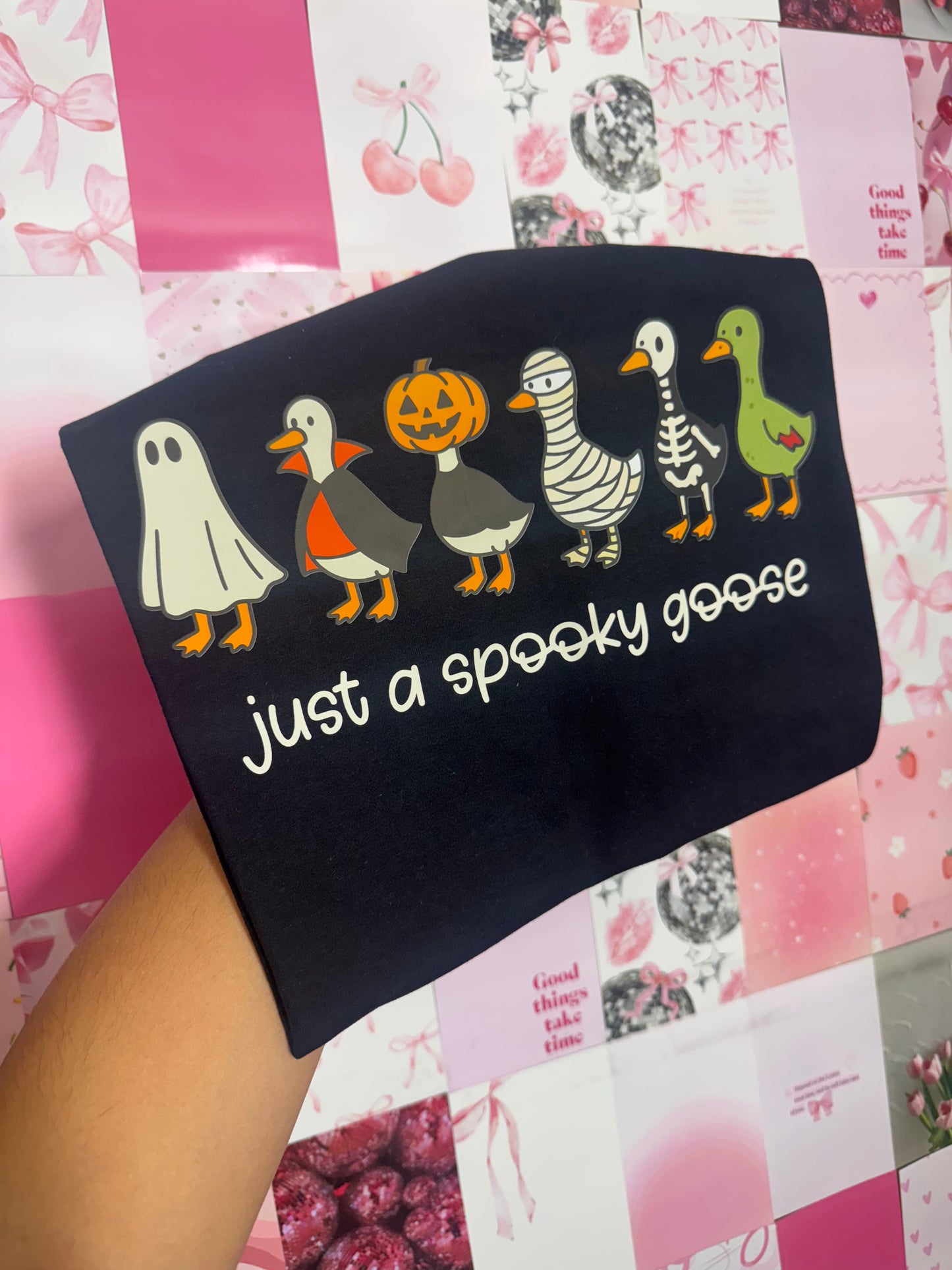 just a spooky goose black tee