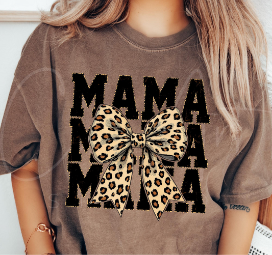 MAMA cheetah bow Brown tee