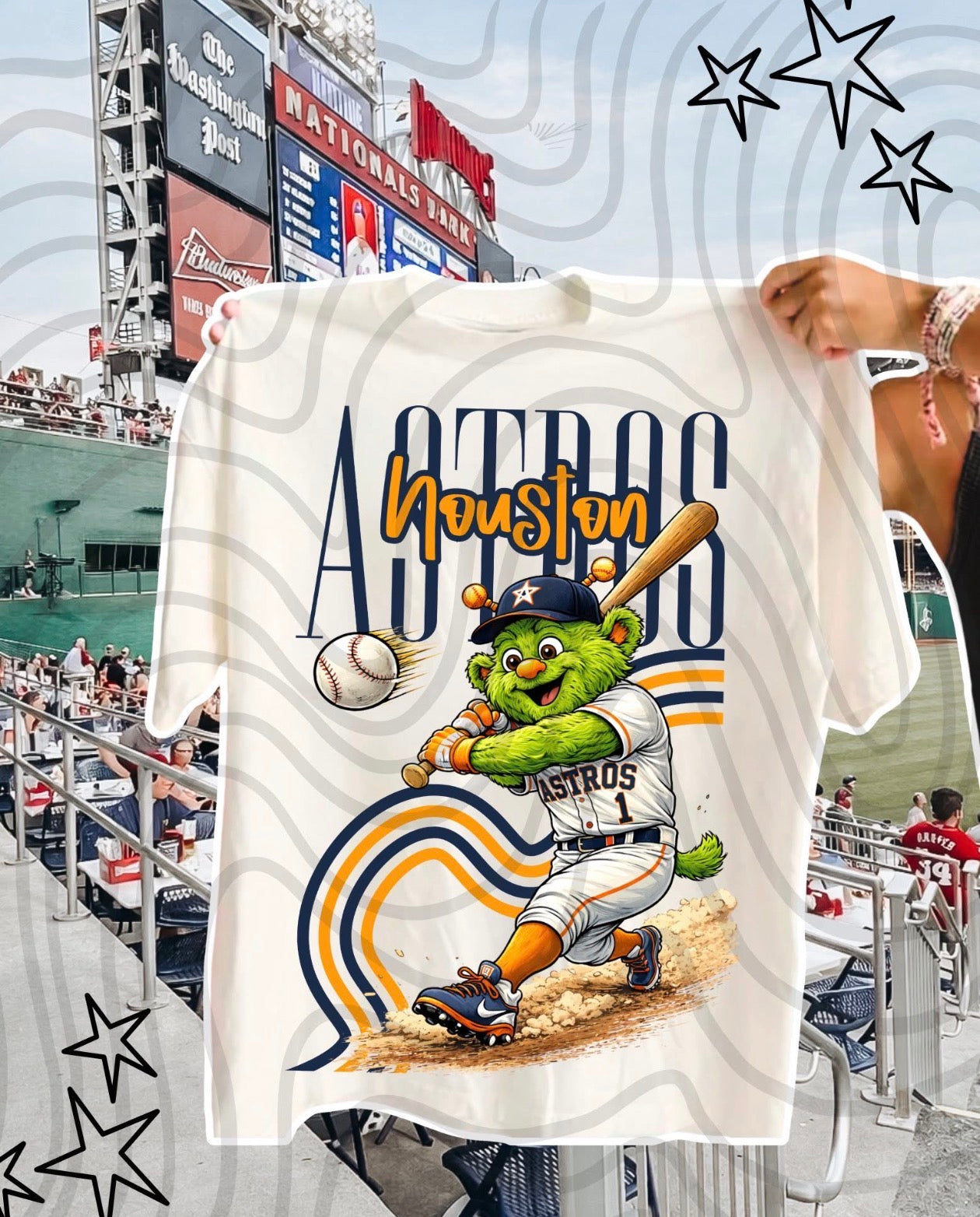 Astros Houston Baseball Orbit  Beige tee
