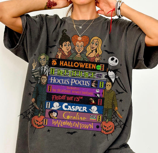 halloween books charcoal tee