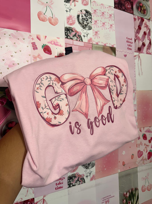 God is good pink tee