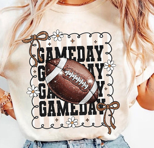 game day football beige tee