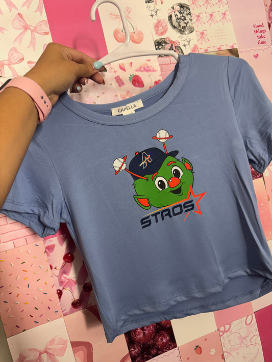 Astros x orbit baby blue crop tee