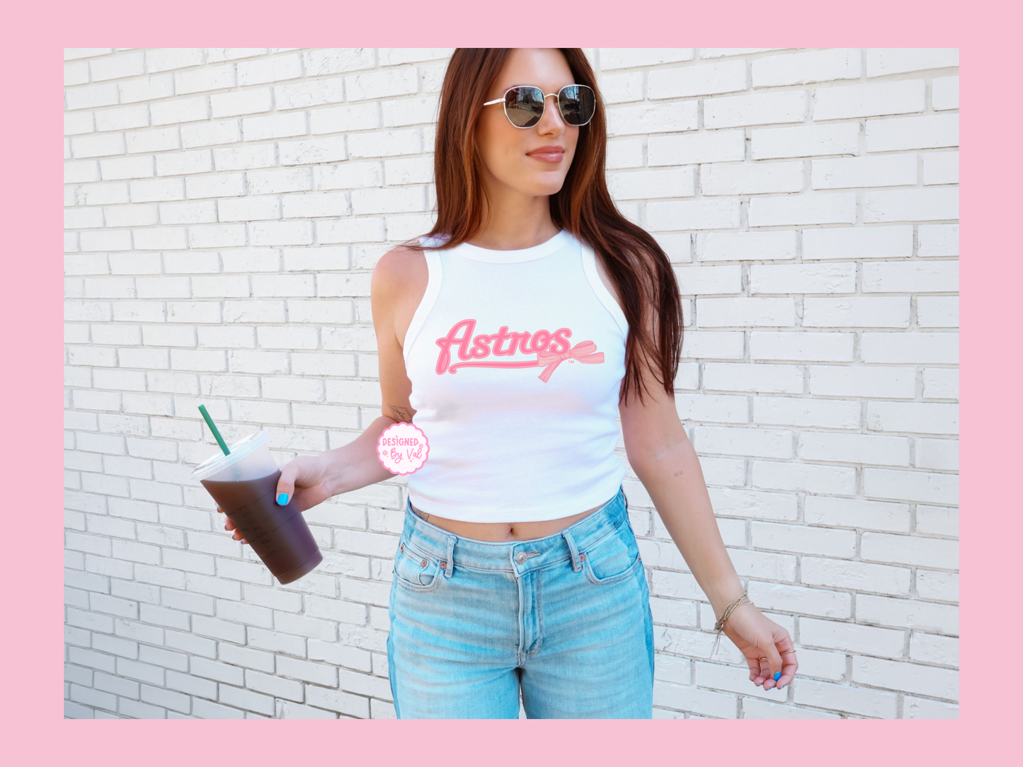 Astr** pink bow White Tank