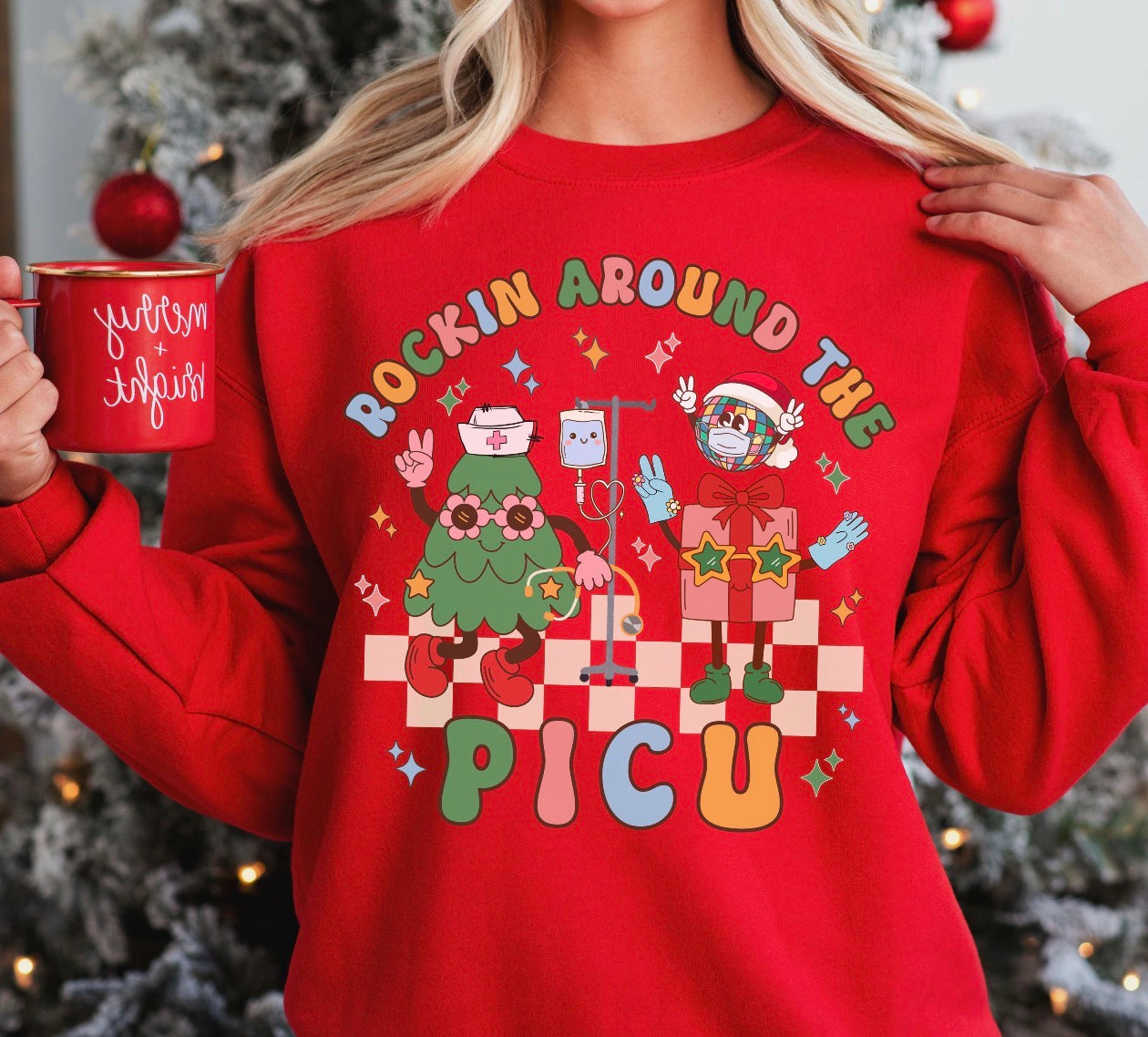 rockin around the nicu red sweatshirt