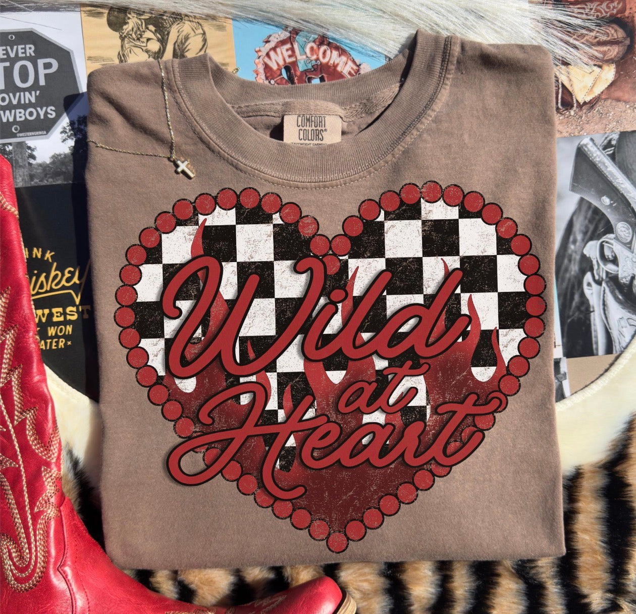 wild at heart brown tee