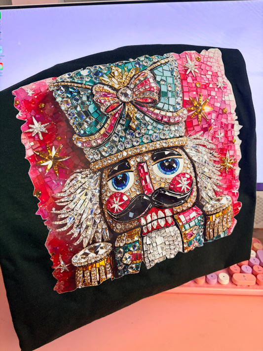 glitter nutcracker black tee