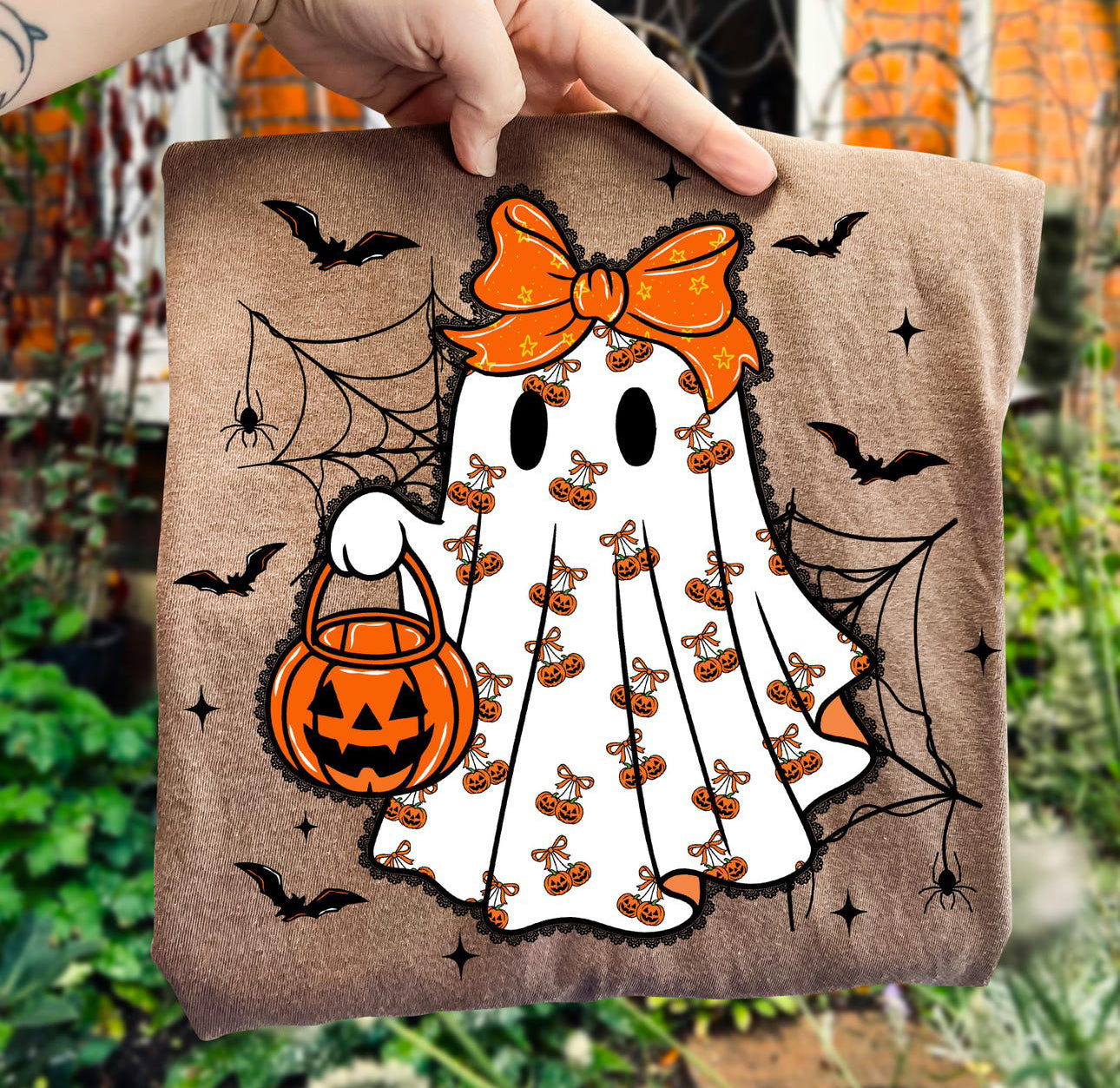 cute ghost brown tee