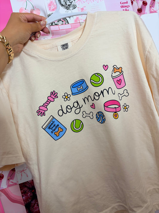 Dog mom beige tee