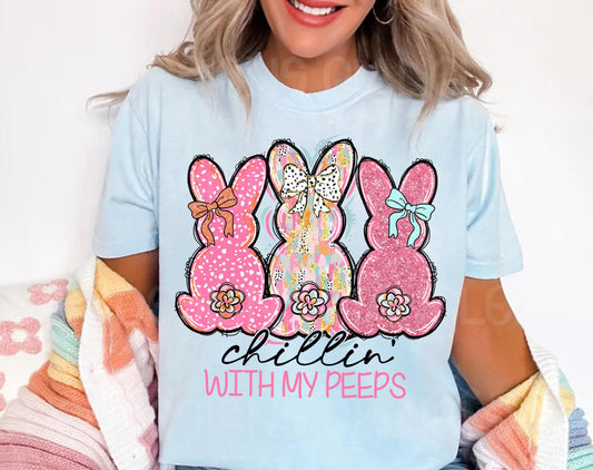 chillin’ with my peeps baby blue tee