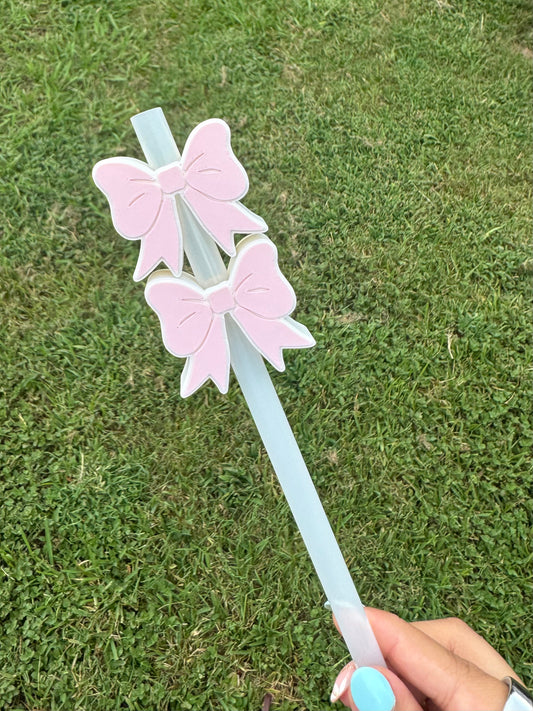 Pink Bow Stanley Straw topper
