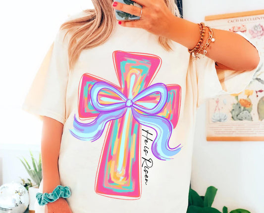 Cross with bow he is Risen