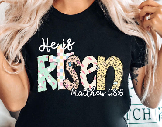 He is risen : black tee