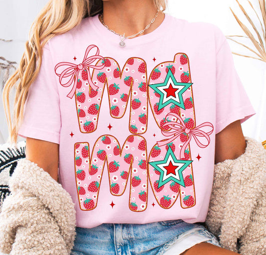 MAMA strawberries  (pink tee )