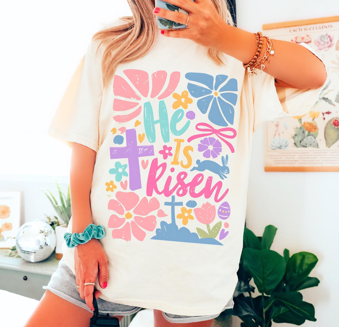 He is risen : beige tee
