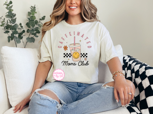 Caffeinated Moms Club Beige tee