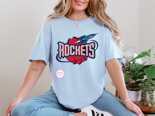 Rockets Old Logo Baby Blue Tee