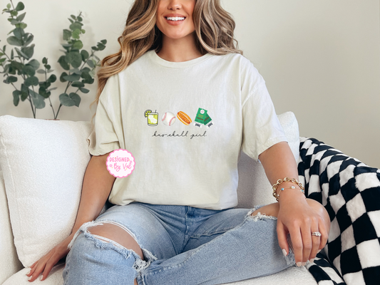 baseball girl beige tee