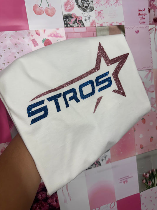 Astros new logo  glitter white bby tee