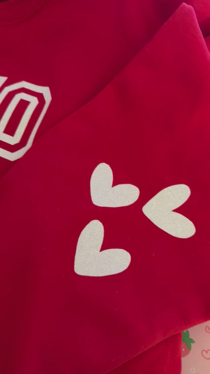 XOXO RED SWEATSHIRT WHITE GLITTER